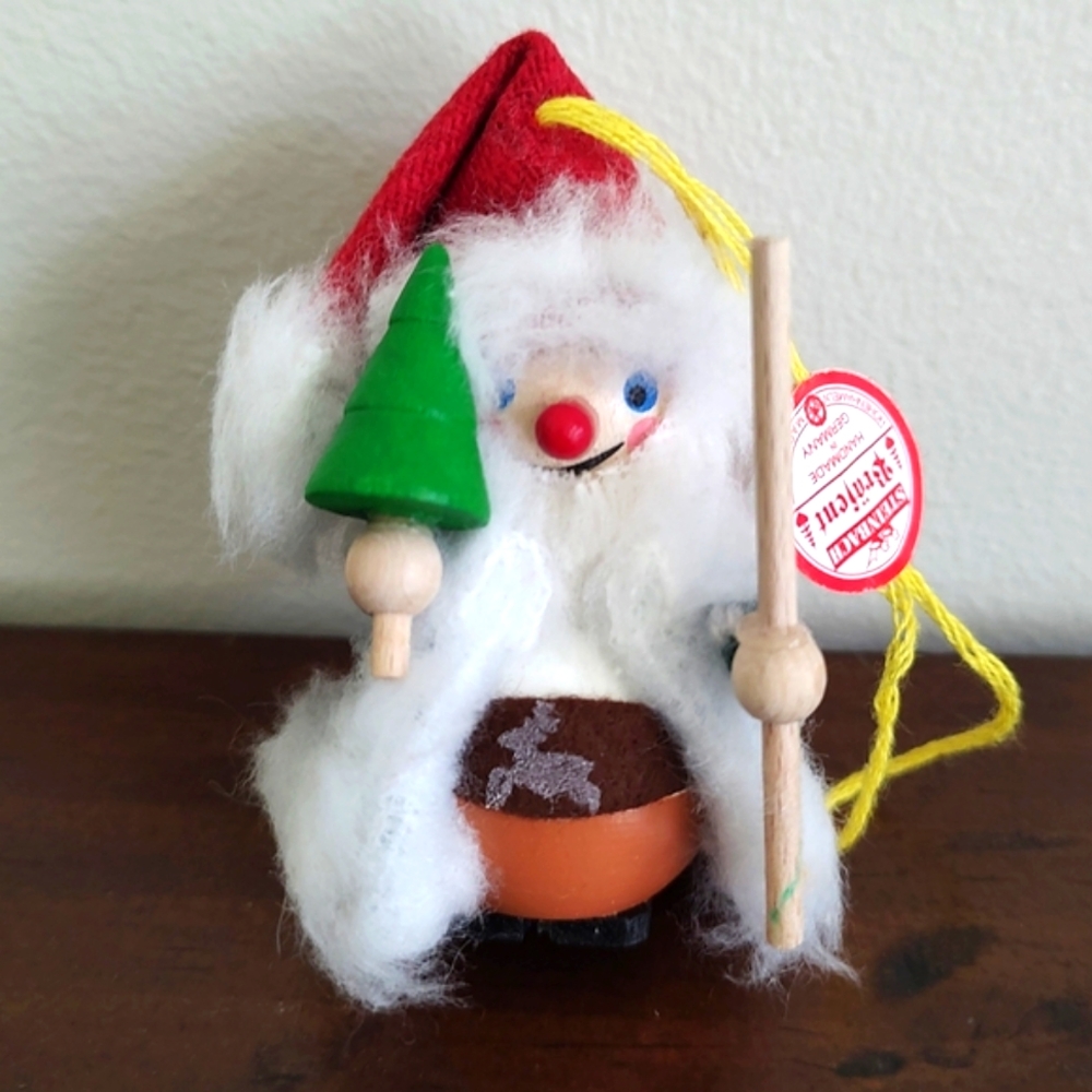 Vintage Steinbach Christmas Ornament Santa With Tree And Staff Germany